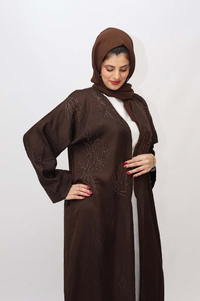 Brown emboss Abaya