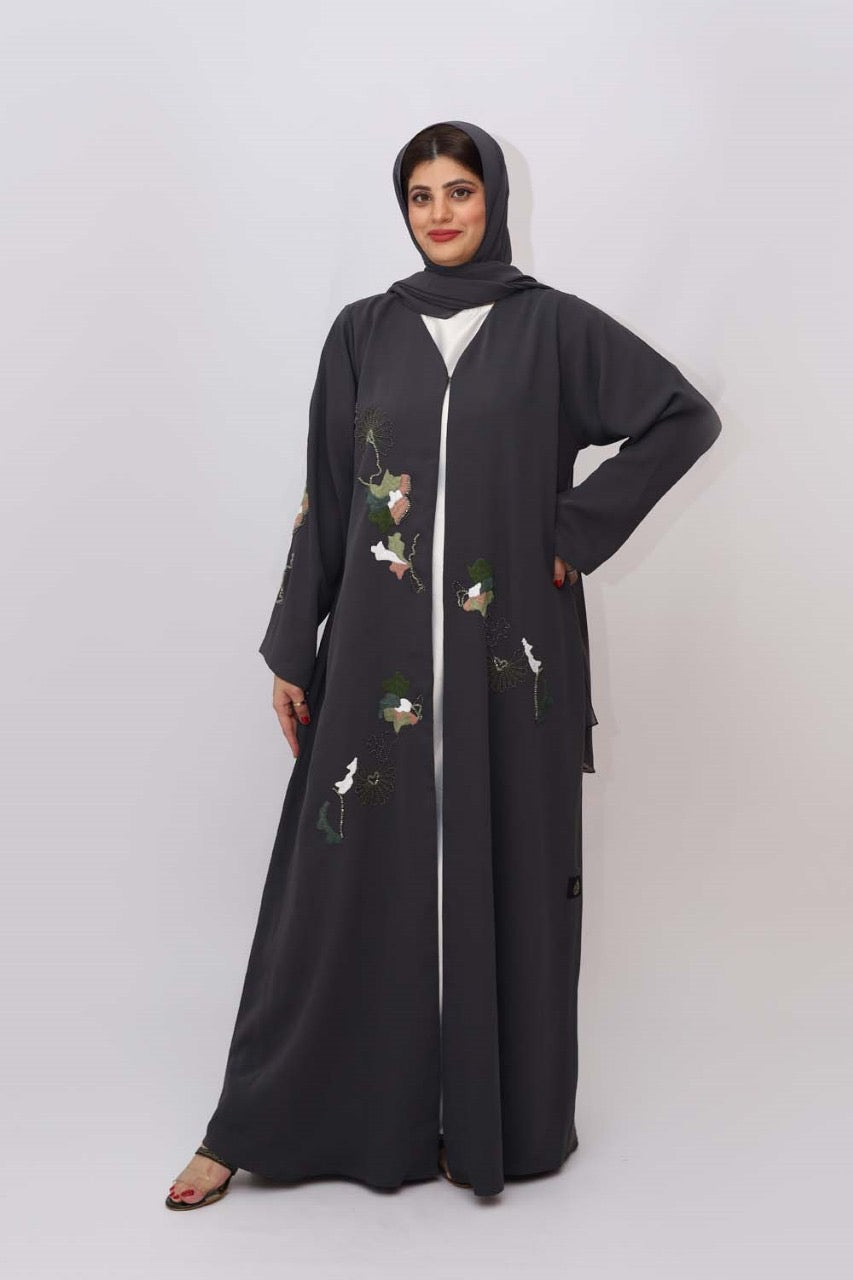 Grey Nida handmade Abaya